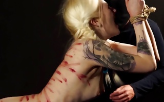 Skinny blonde whore gets beaten up and punished